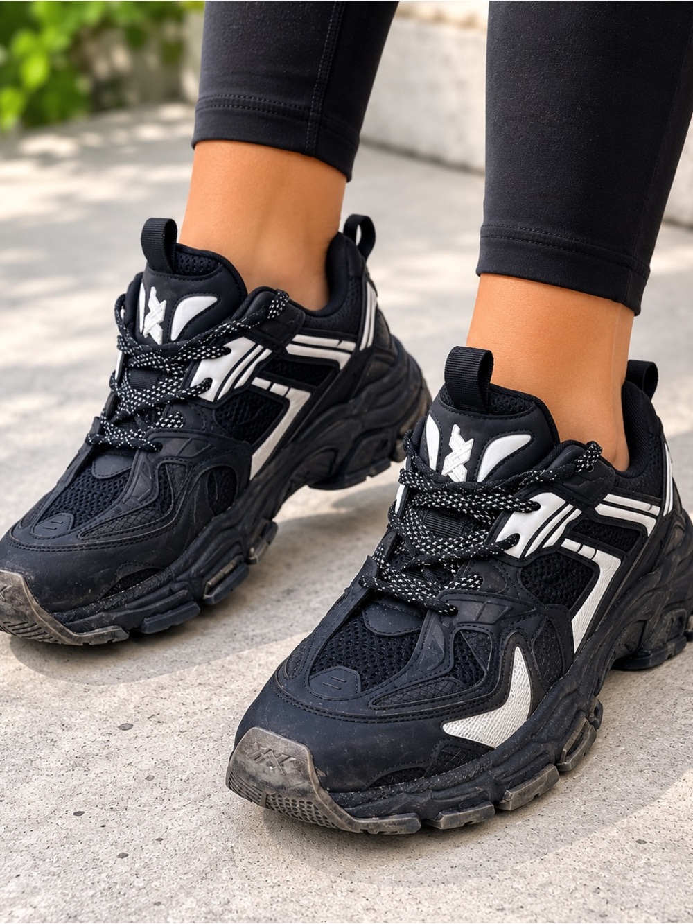 Javi Black and White Sneakers with Chunky Sole and Breathable Upper